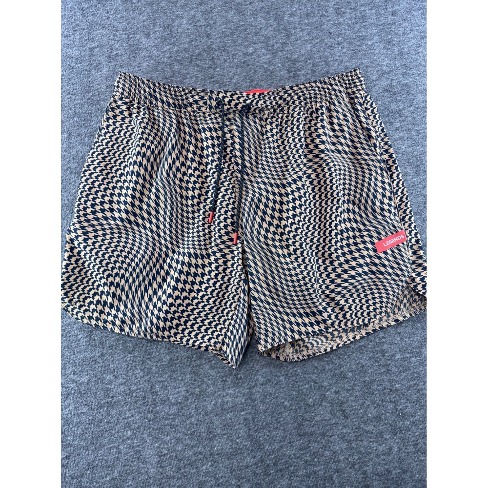 Legends Luka Shorts Mens XXL Warped Houndstooth Navy Tan 7 Inch Inseam Lined